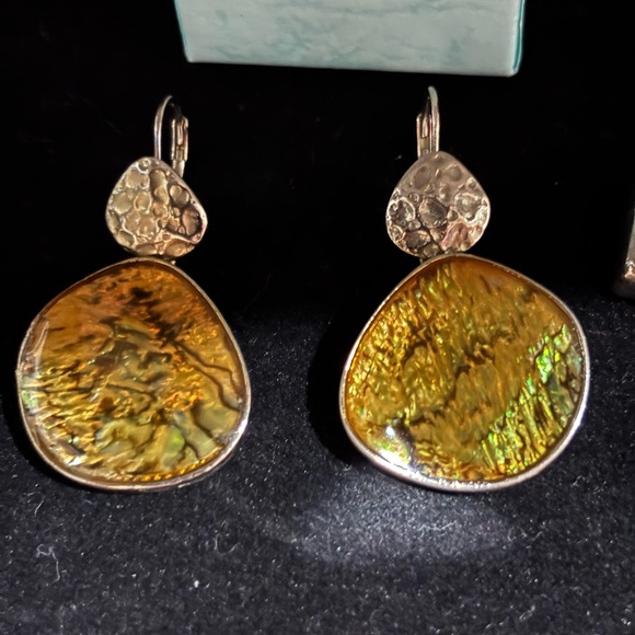 Silver lot Unakite & Abalone earrings plus brown jasper toggle bracelet - Picture 4 of 4